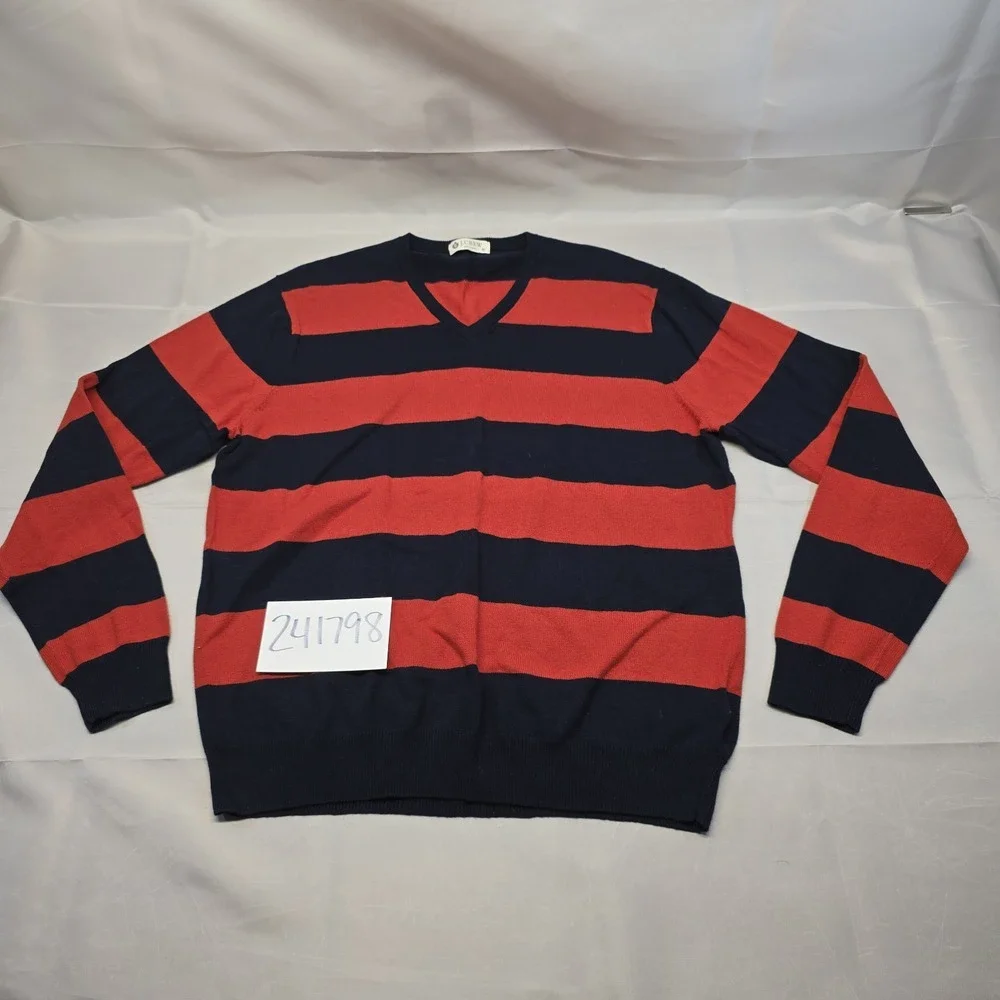 J Crew Cashmere Blend Sweater XL  Men Striped V‎ Neck